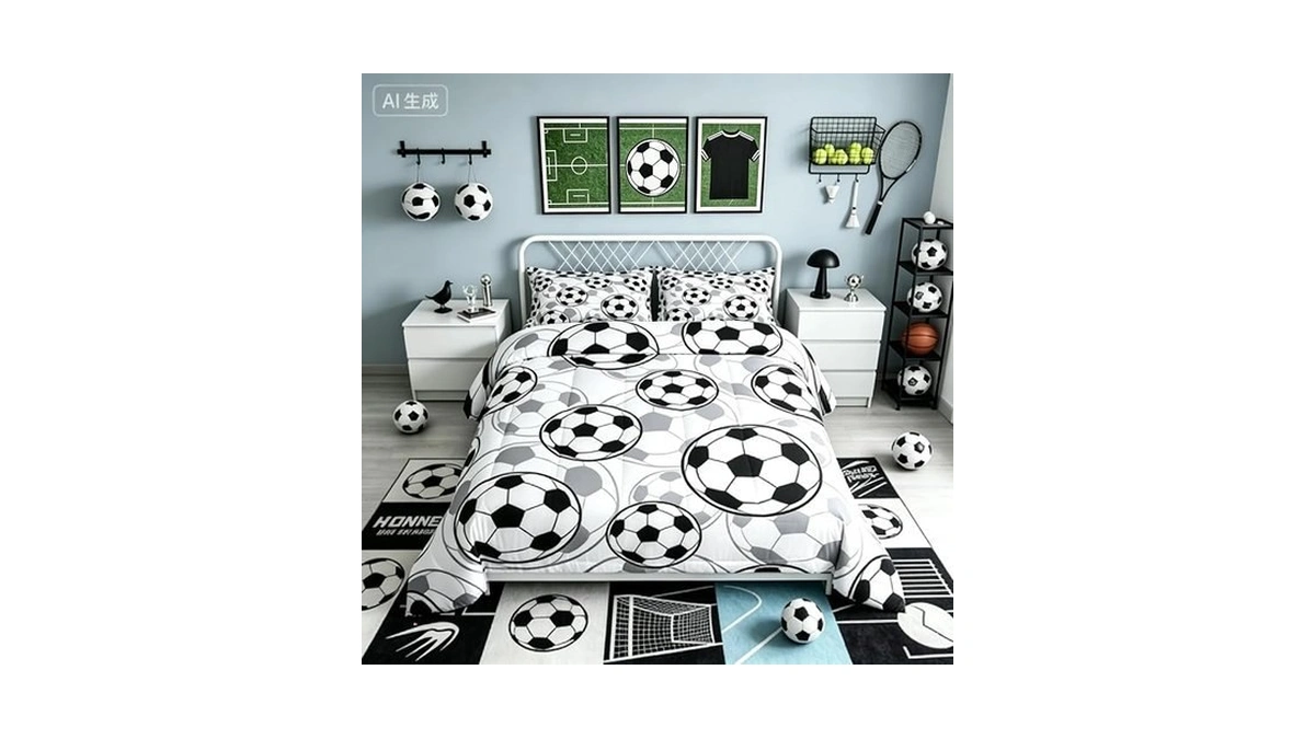 Feelyou Football Comforter Set Soccer Ball Sports Pattern Bedding Bed