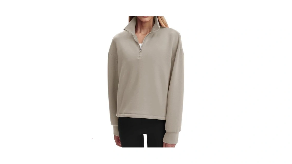 Womens Sweatshirts Half Zip Pullover Drawstring Waist Sweaters Quarter Zipper