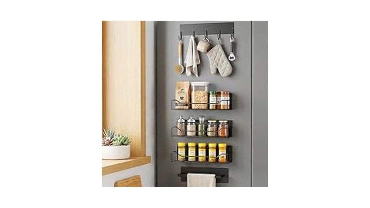 Magnetic Spice Rack For Refrigerator, 5 Pack Magnetic Fridge Organizer