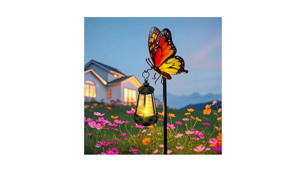 Edof Solar Lights Outdoor 32.28in Garden Butterfly Stakes With Solar