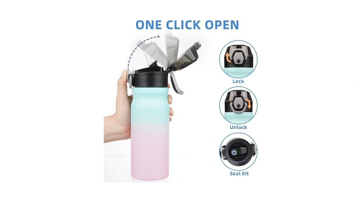 Bjpkpk 18 Oz Water Bottle With Straw & Handle, Insulated
