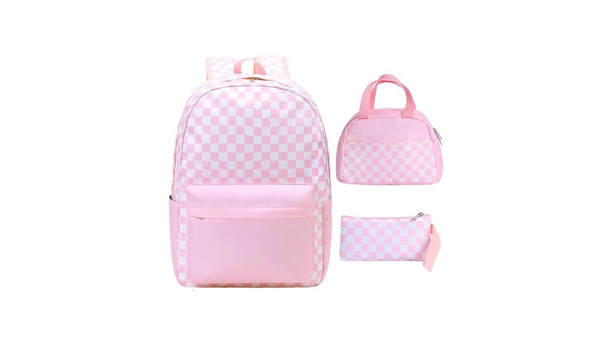 Ureymx 3pcs Checkered Backpack Sets With Lunch Box And Pencil