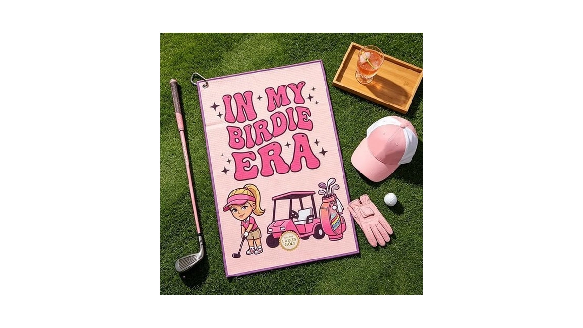 Yuboo Pink Golf Towel For Women Girl Golfers, 16"x24" Microfiber
