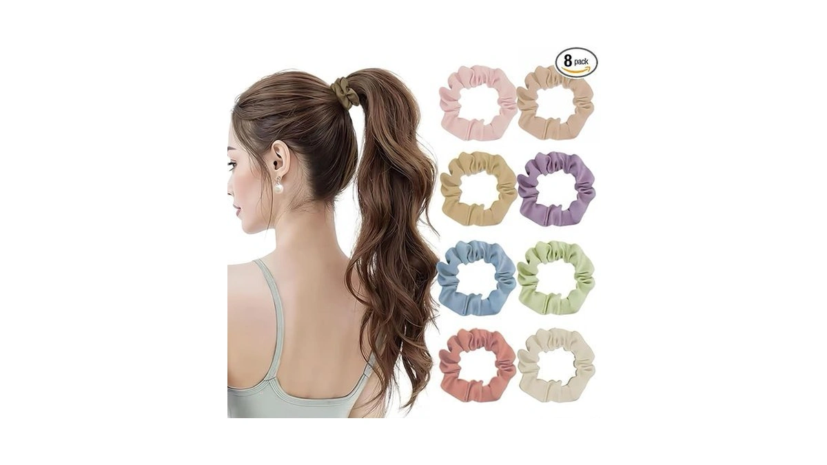 Nothstein 8pcs Small Satin Scrunchies Hair Ties For Women All