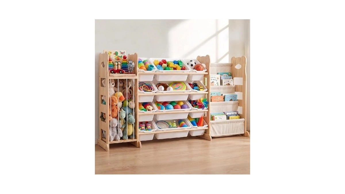 Toy Storage Organizer With Bookshelf And Stuffed Animal Storage 60.7''