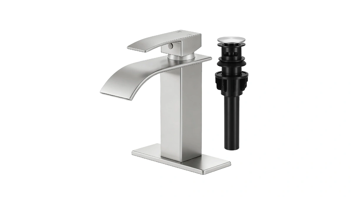Lufg Bathroom Faucet Brushed Nickel Waterfall Single Handle Vanity Faucet