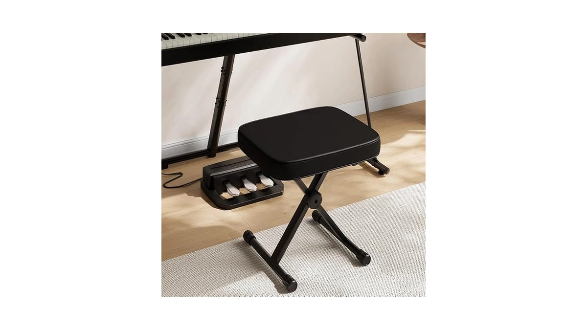 Dumos Piano Bench, Guitar Stool, Collapsible Stool Black