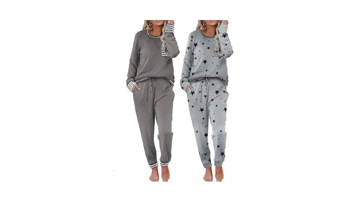 Ekouaer 2 Pack Womens Pajama Sets Long Sleeve Lounge Set