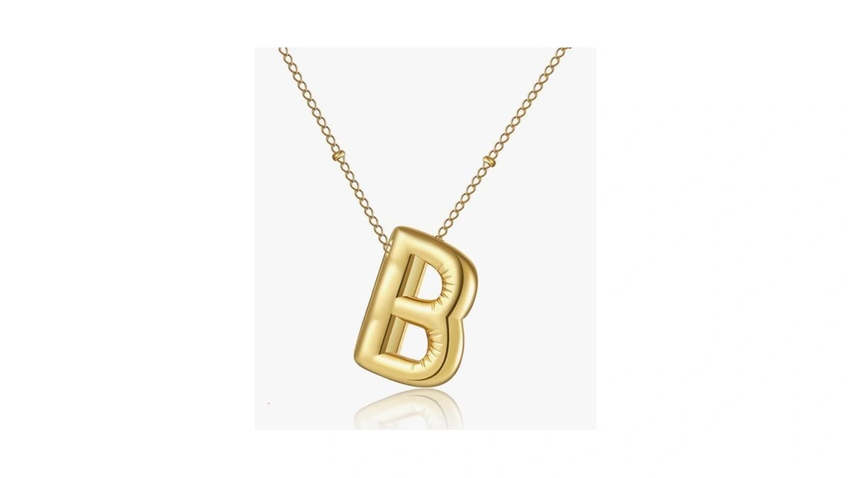 Rwqian Initial Necklaces For Women Bubble,gold Plated Initial A-z Alphabet