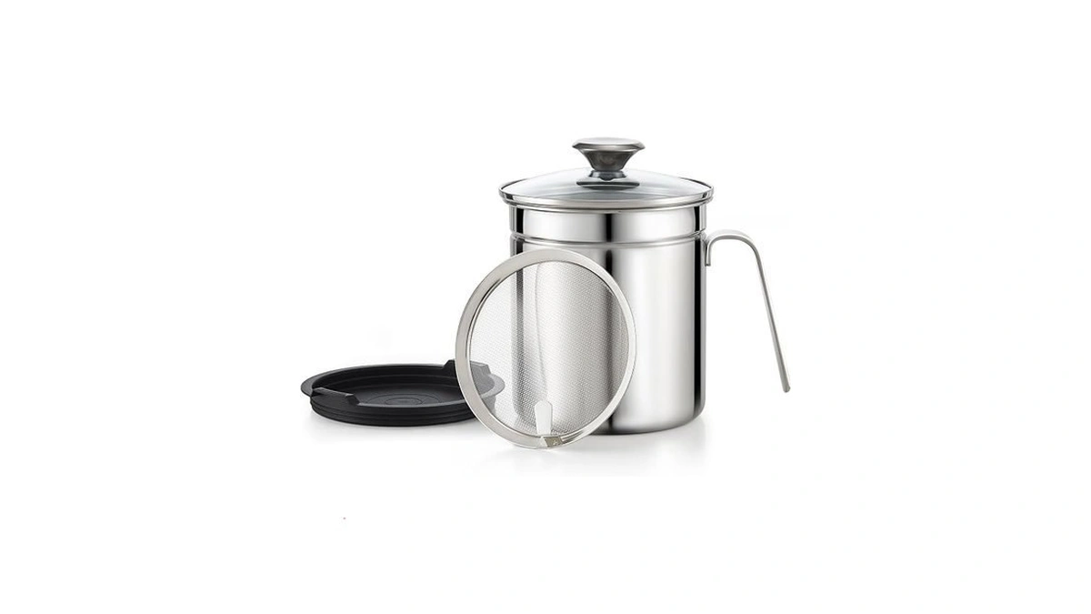 Cook N Home Classic Stainless Steel Grease Container With Strainer