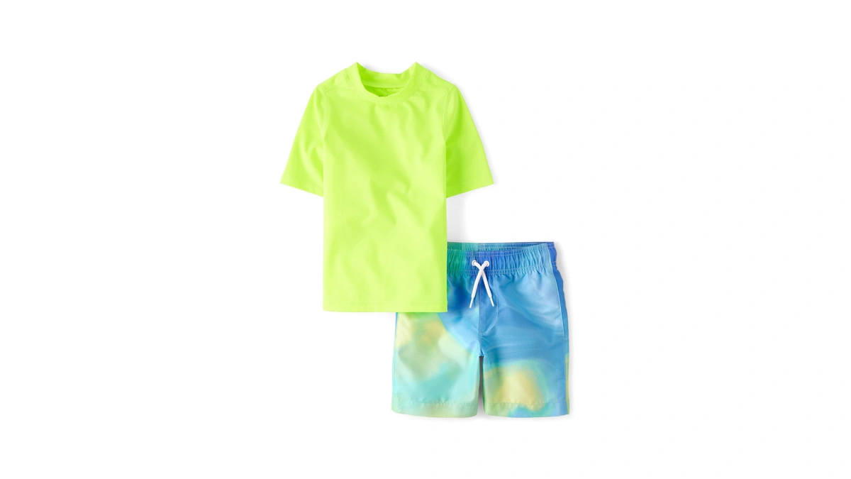 The Children's Place,boys,short Sleeve Rashguard And Swim Trunk 2-piece Set,bubbly