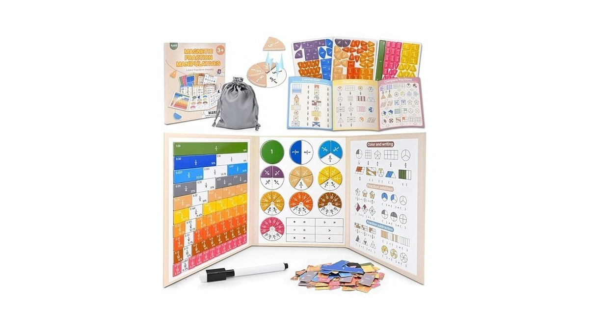 Magnetic Fraction Book 123 Pcs Tiles Circles Manipulatives Toy For
