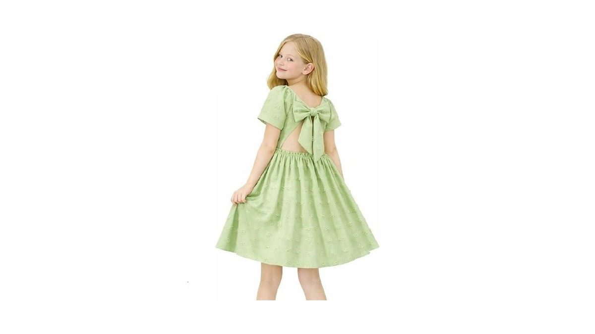 Hileelang Girls Summer Dress Bow Tie Back A-l...