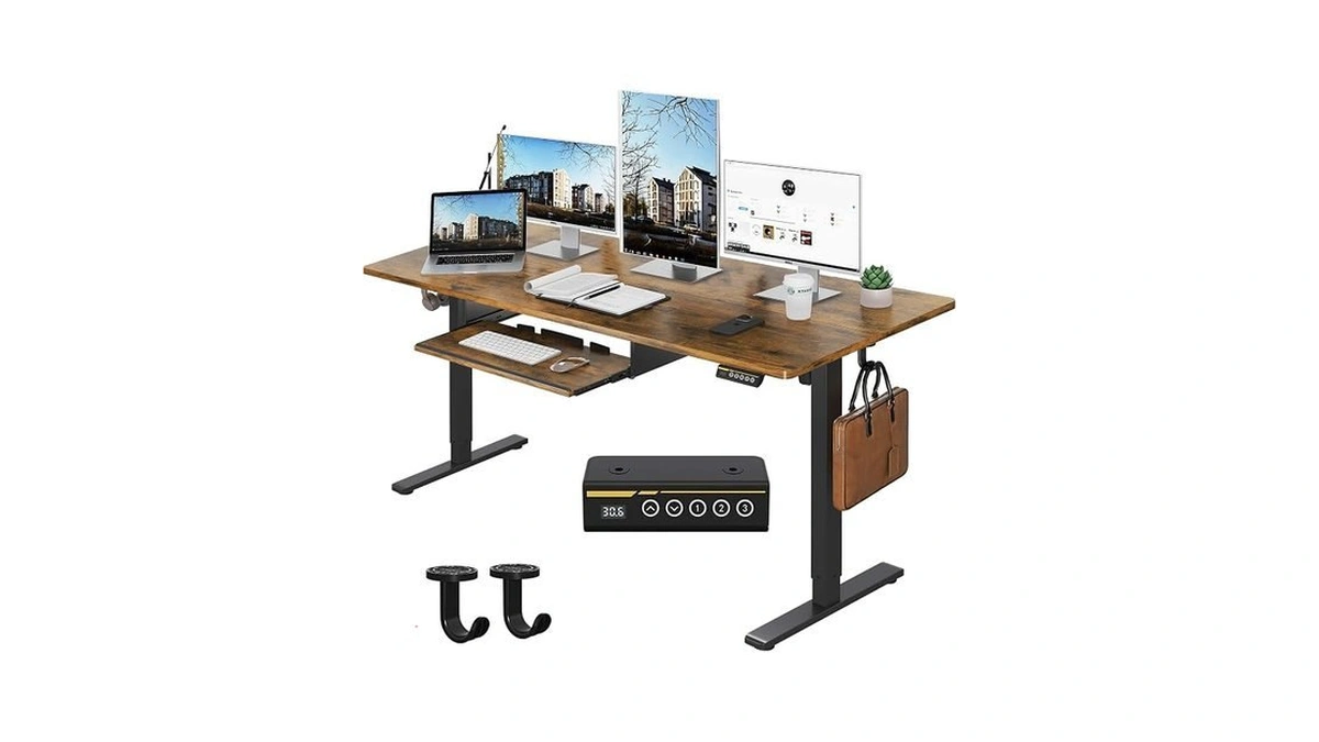 Gamork 55 X 24 Inch Electric Standing Desk With Keyboard