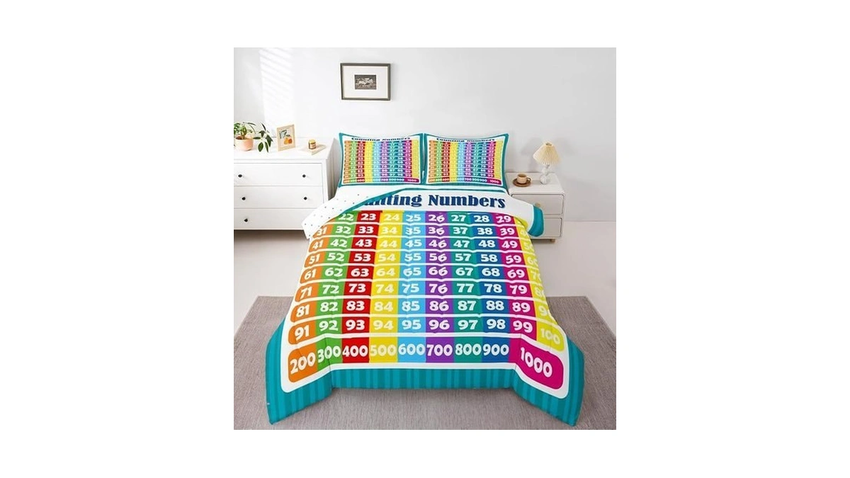 Feelyou Numbers Alphabet Bedding Set Full, Educational Learning Comforter For