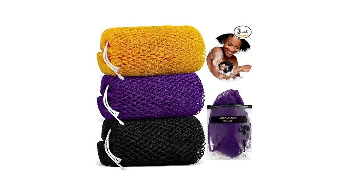Zkptops 3 Pieces Authentic African Net Sponge Small African Scrubbing