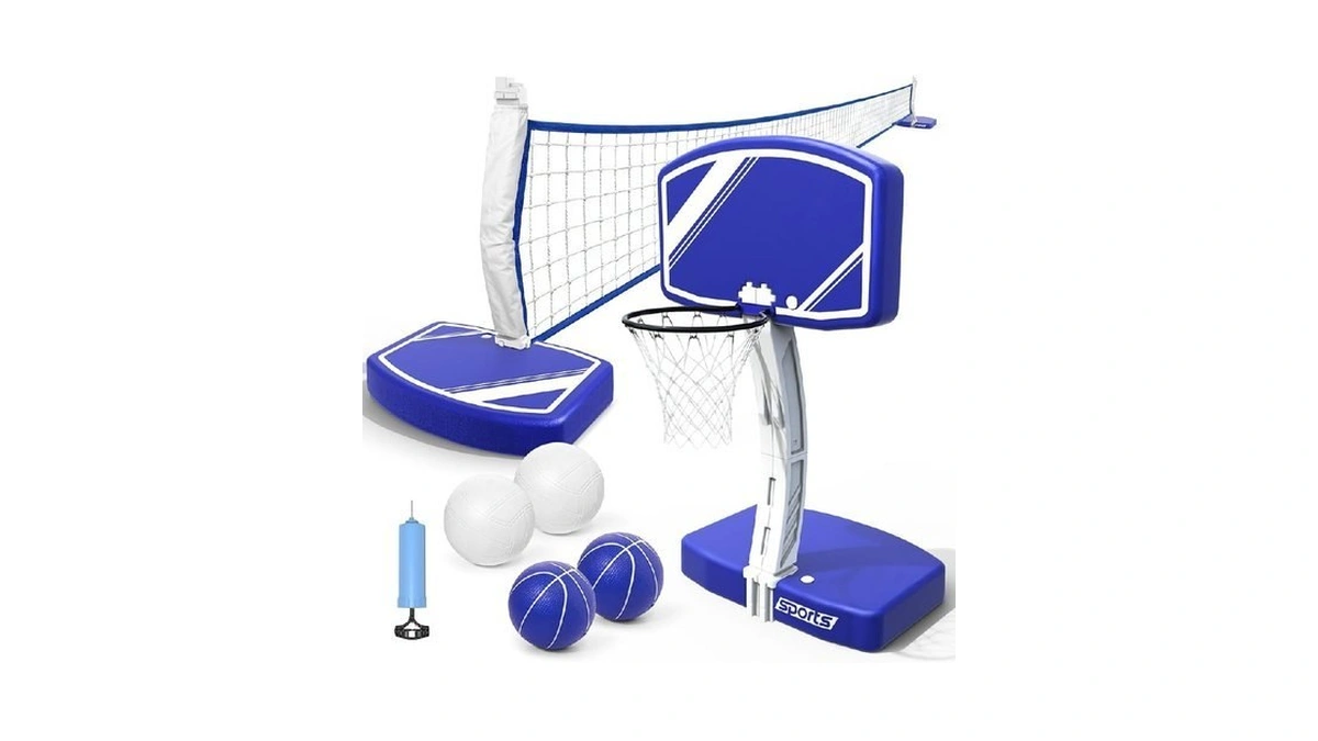 2 In 1 Pool Basketball Hoop & Pool Volleyball Net