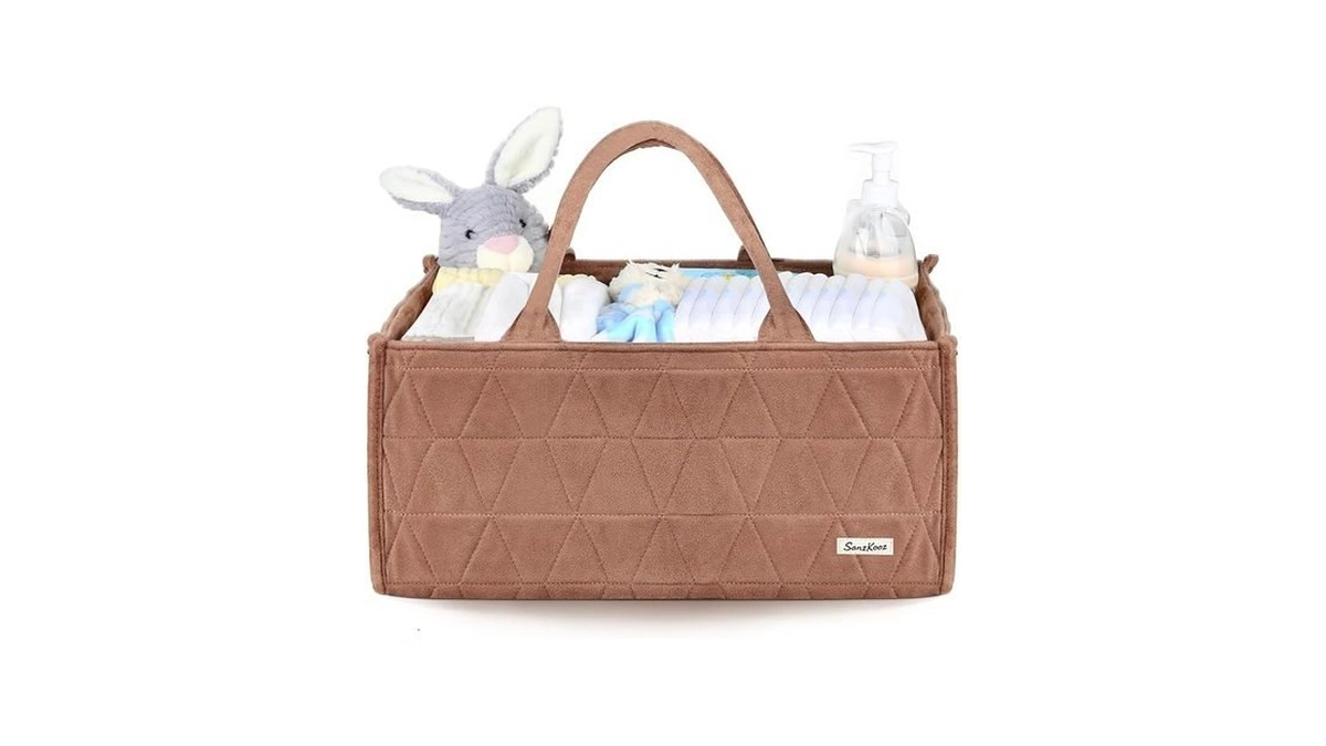 Sanzkooz Diaper Caddy Organizer, Quilted Caddy Organizer With Handle, Car