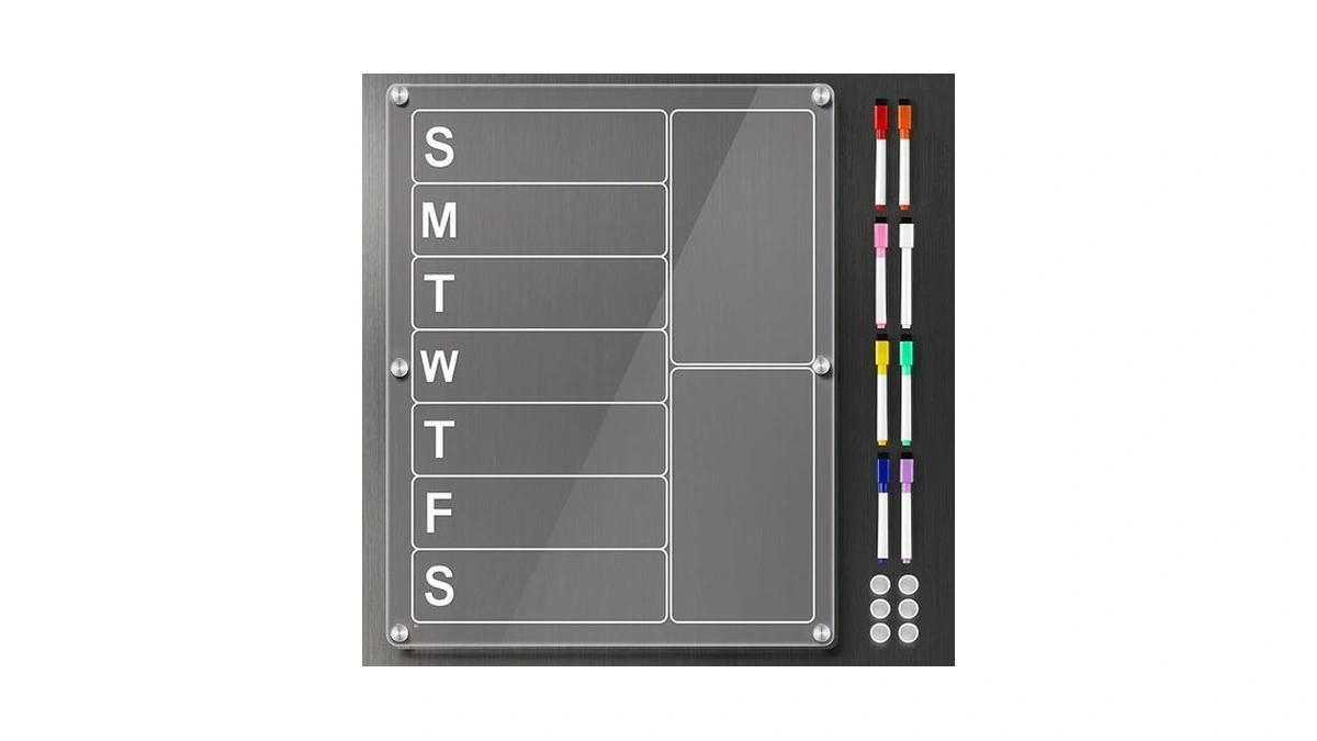 Acrylic Magnetic Menu Board For Kitchen, Large Weekly Meal Planner