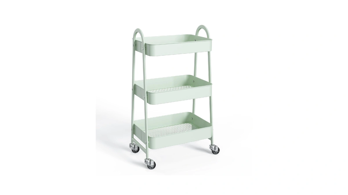 Newbulig 3-shelf Metal Rolling Storage Utility Cart With Lockable Wheels