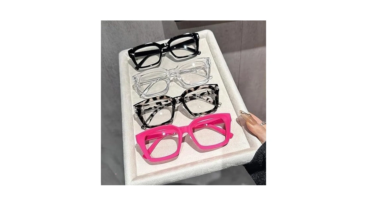 4-pack Women's Plastic Square Glasses - Oversized Round/heart-shaped/rectangle Frames, Versatile