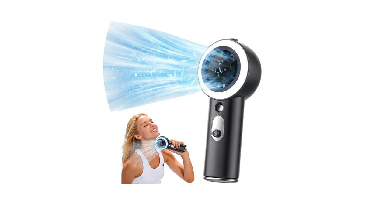 Portable Fan With Mist, Handheld Fan, 1-199 Speed, Ac-level Ice
