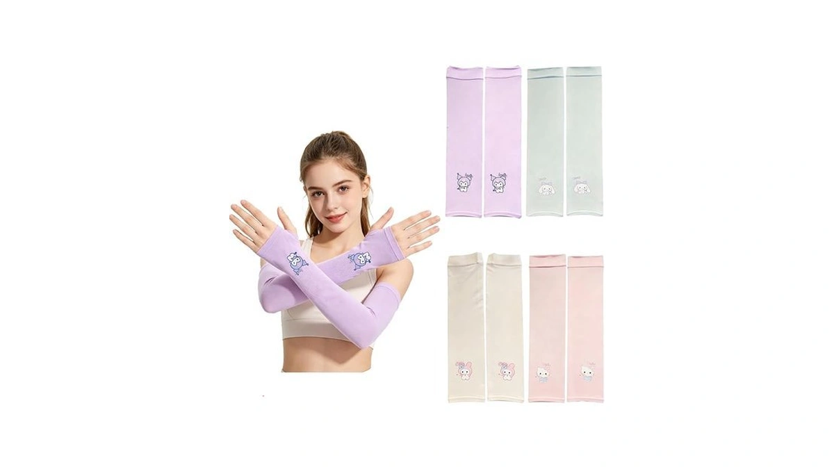 Velkpro 4 Pairs Anime Cooling Arm Sleeves For Kids, Breathable