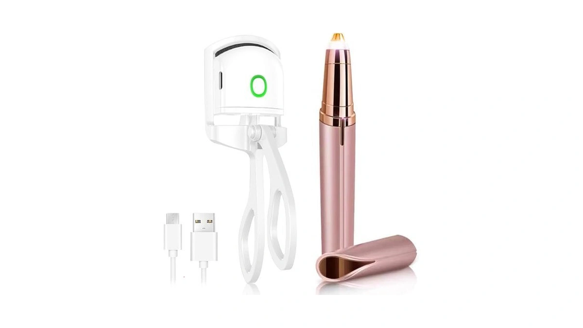 Eyelash Curler & Eyebrow Hair Trimmers Kit, Rechargeable 5s Fast