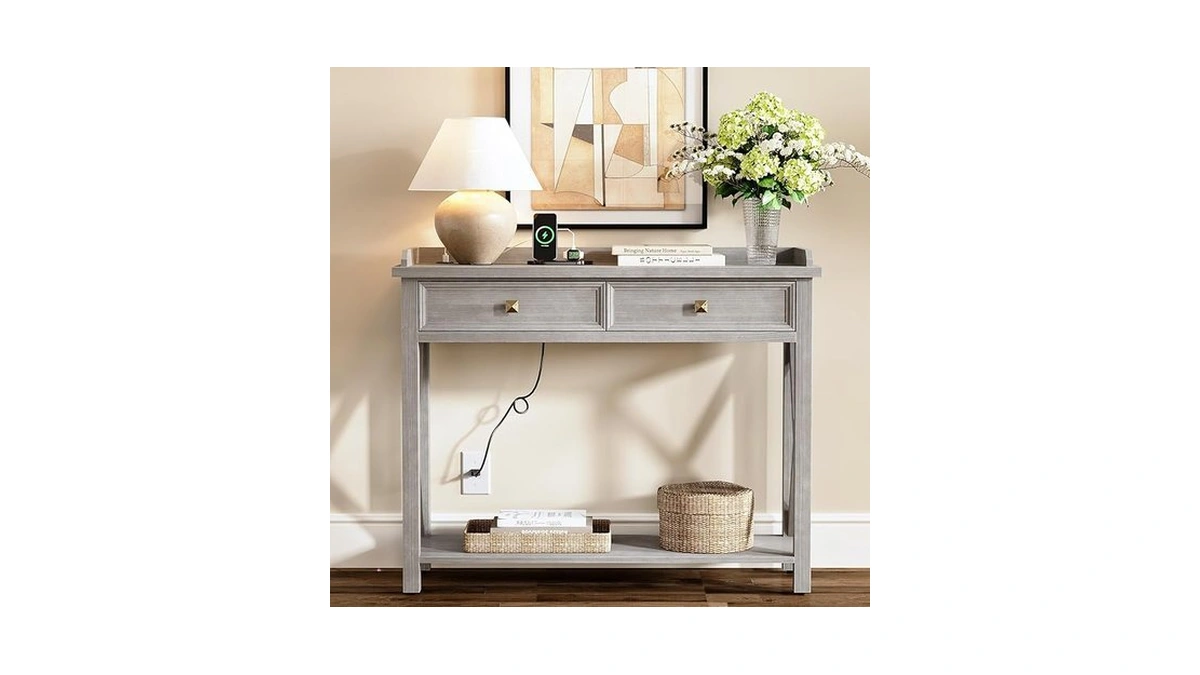 40" Console Table With Drawer, Entryway Table With Shelf, Accent