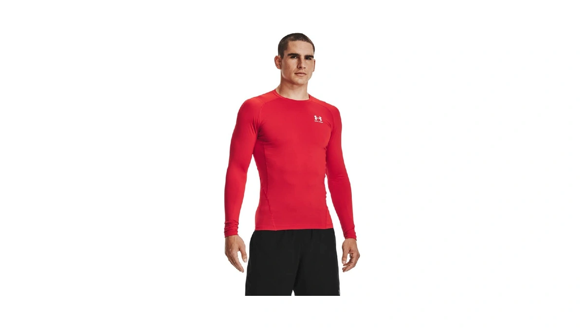 Under Armour Men's Armour Heatgear Compression Long-sleeve T-shirt , Red