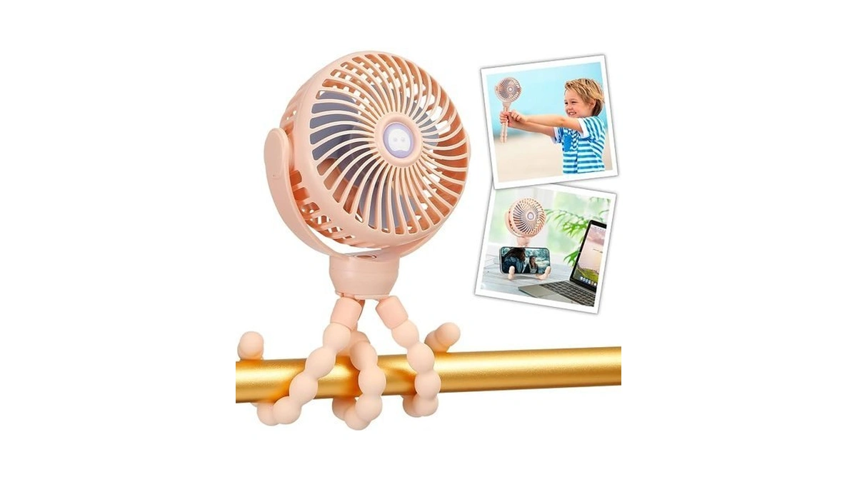Snawowo Mini Portable Baby Stroller Fan, Battery Operated Clip On