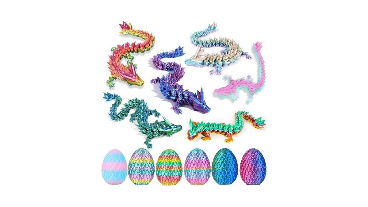 6pcs 3d Printed Dragon Eggs With Dragon Inside, Easter Basket