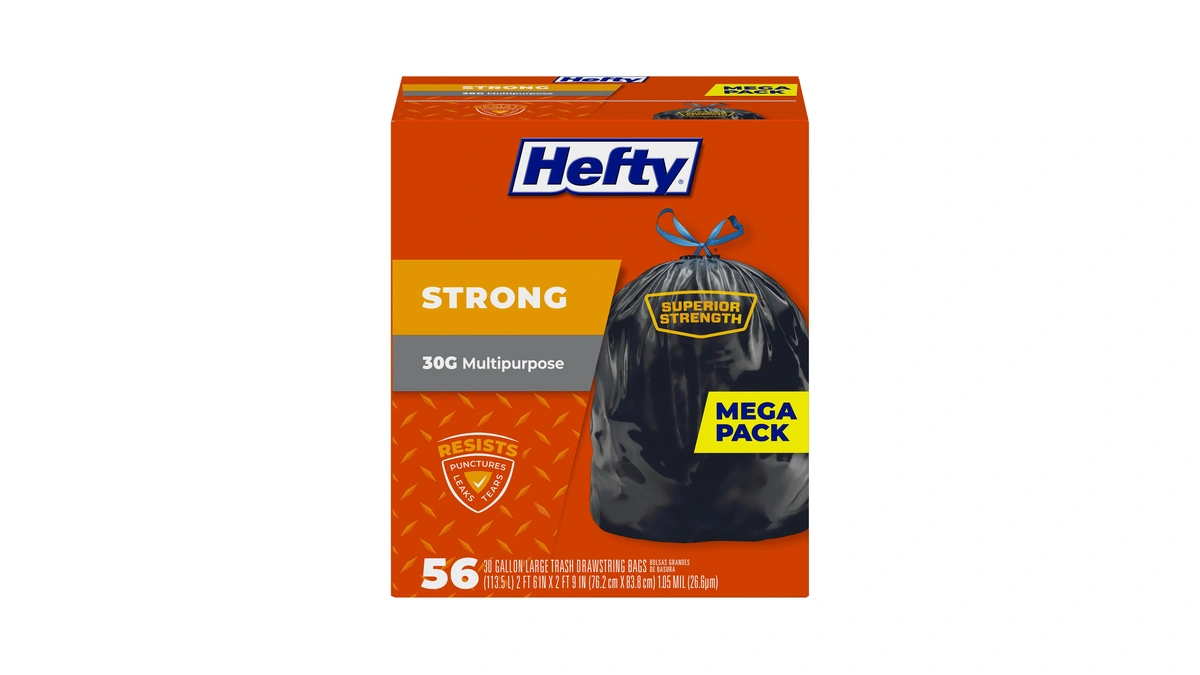 Hefty Strong 30 Gallon Trash Bags, Large Trash Bags 30