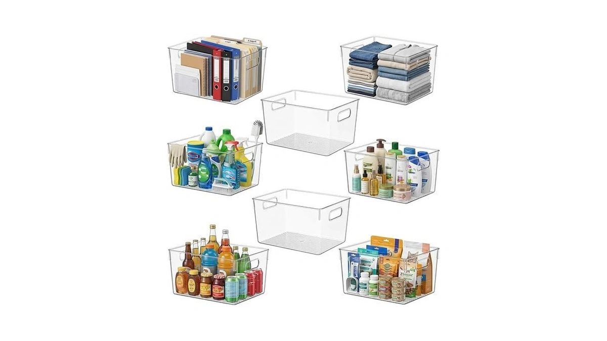 Moonedge 8 Pack Xl Clear Storage Containers 13x10x8in Plastic Organizers