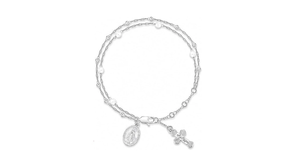 Goxygen Virgin Mary Cross Bracelet For Women - 14k Gold