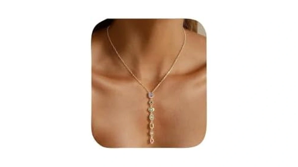 Qilmily 7 Chakra Necklace For Women, 14k Gold Plated Pendant