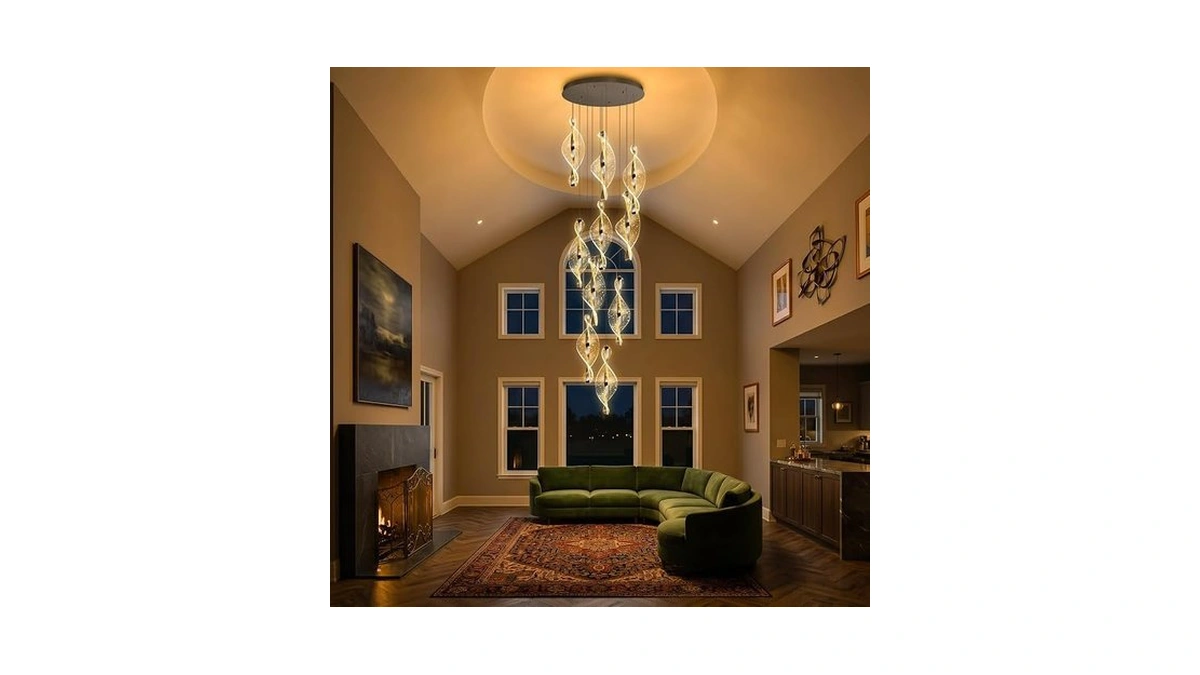 Afqejg 10 Lights Glam Chandelier Modern High Ceiling Chandelier Led