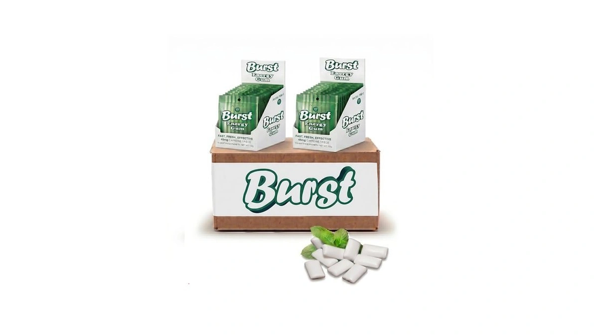 Burst Energy Gum 45mg Caffeine/piece Arctic Mint 30 Pack Of