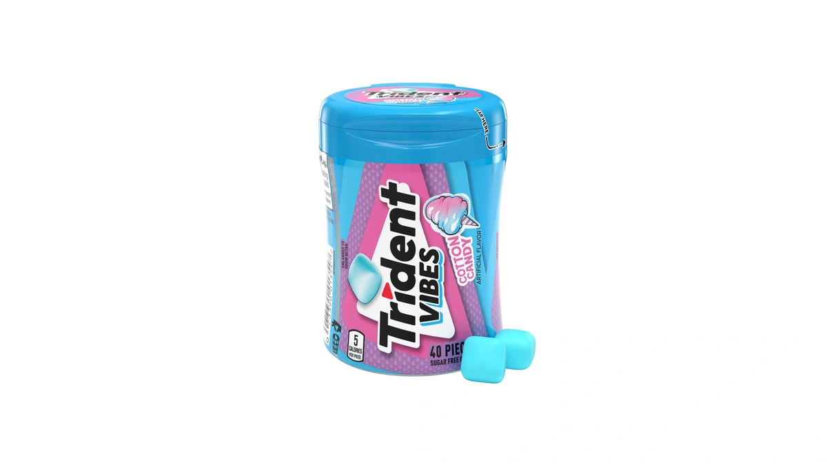 Trident Vibes Cotton Candy Sugar Free Chewing Gum, 40 Piece