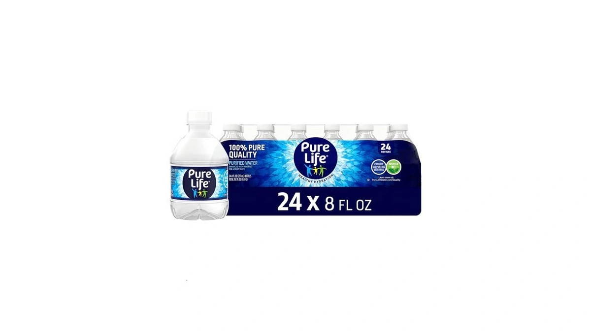 Pure Life Purified Bottled Water - 24 Pack, Mini 8