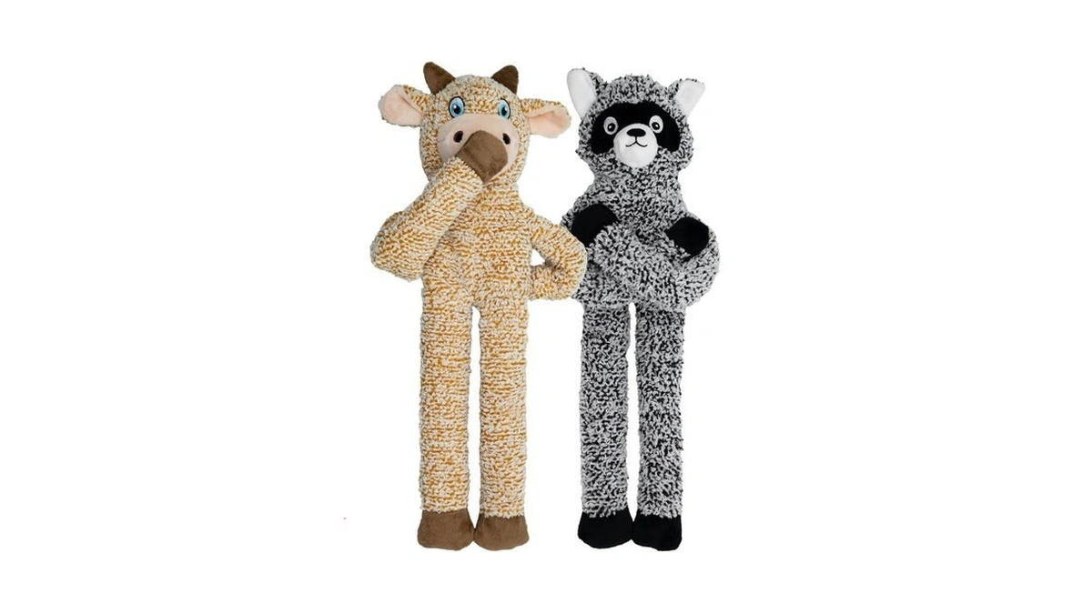 Buypow 2 Pack Dog Toys With Squeakers, Plush Teething Toys