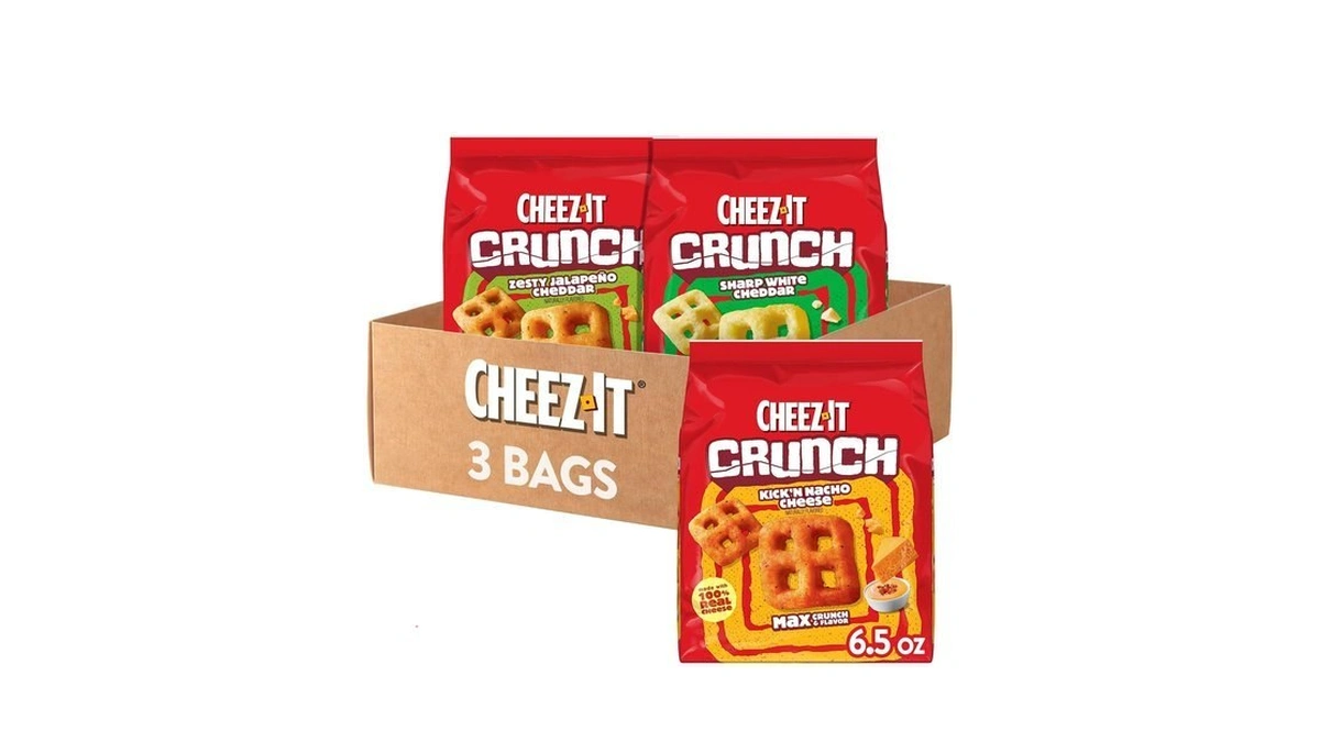 Cheez-it Crunch Cheesy Baked Snacks, Lunch Snacks, Variety Pack (3