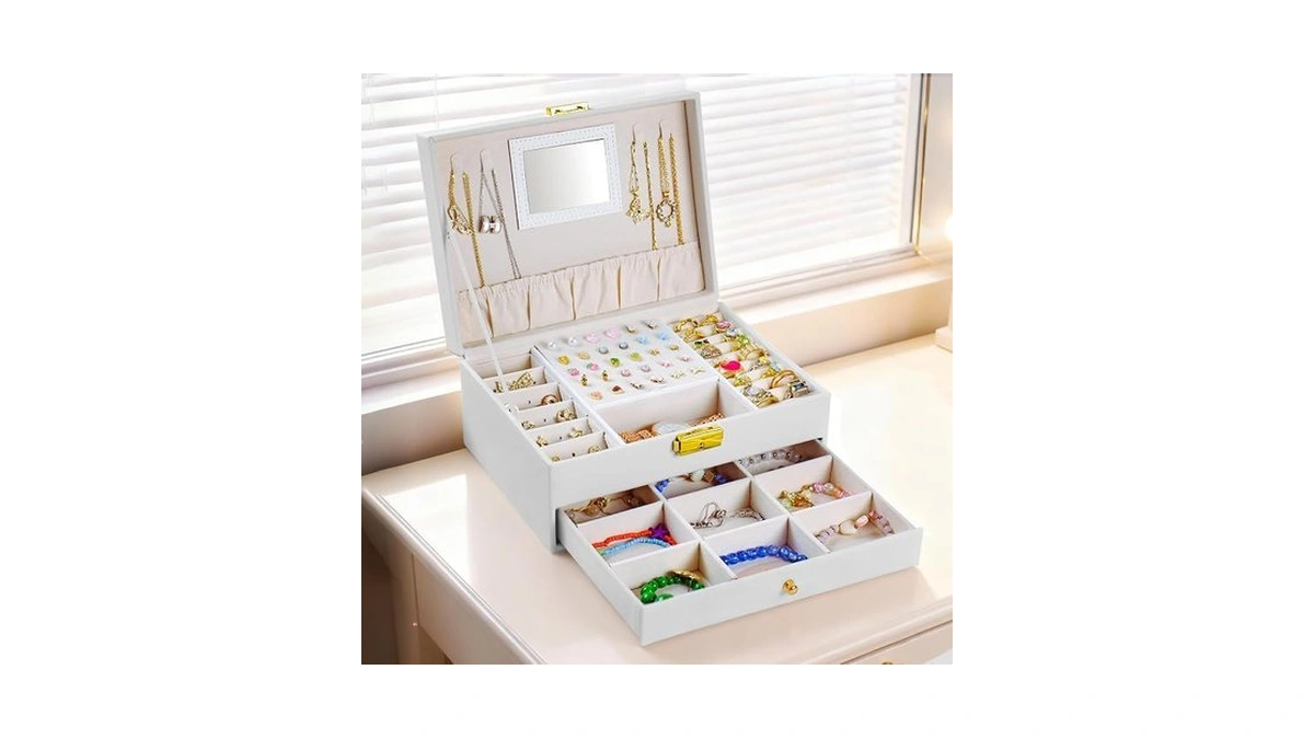 Coobest Jewelry Box, 2 Layer Jewelry Organizer With Velvet Earring