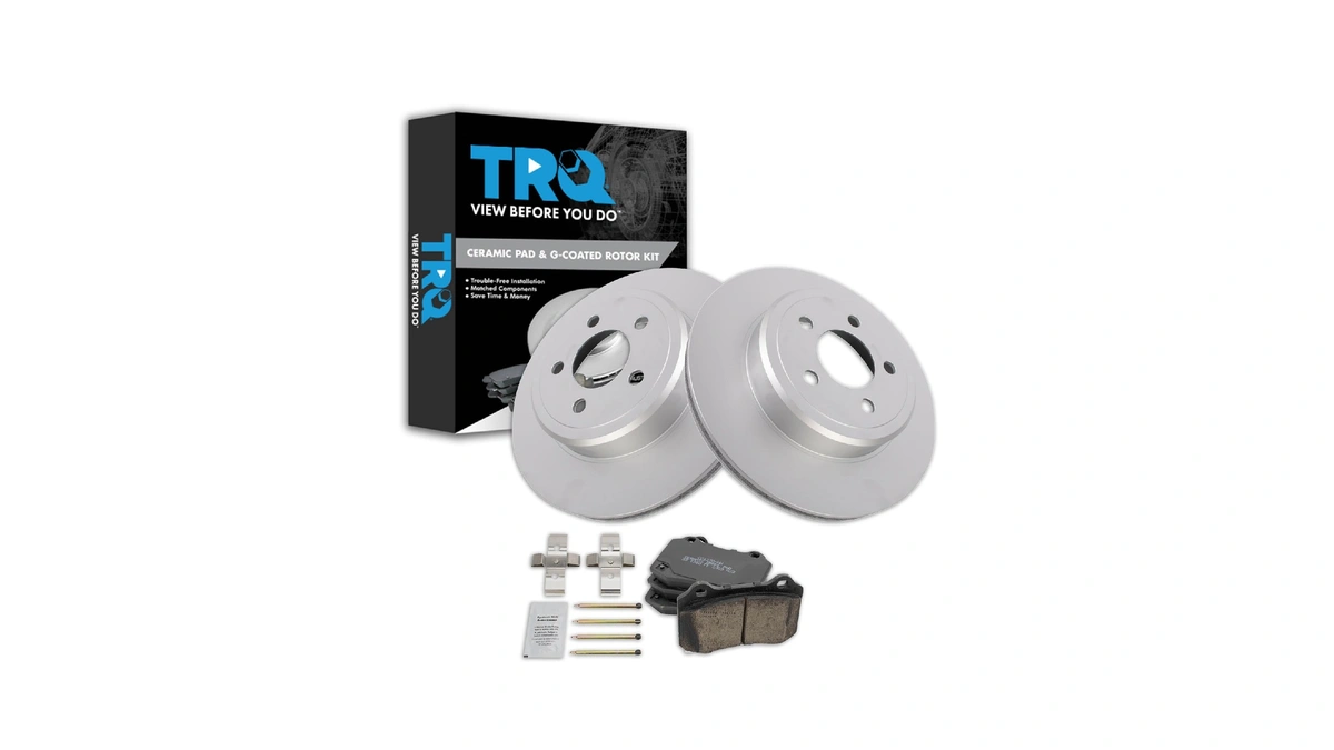 Trq Rear Brake Pad And Rotor Set Ceramic Coated Vented