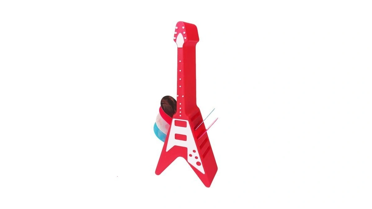 Hikiwin Guitar Pick Holder With 6 Guitar Picks, Mini Guitar