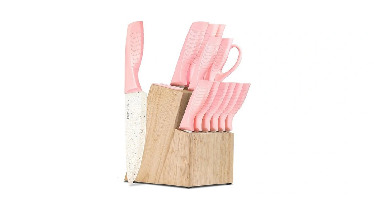 Fxxnnn 14-piece Knife Set With Built-in Sharpener Block, Dishwasher Safe