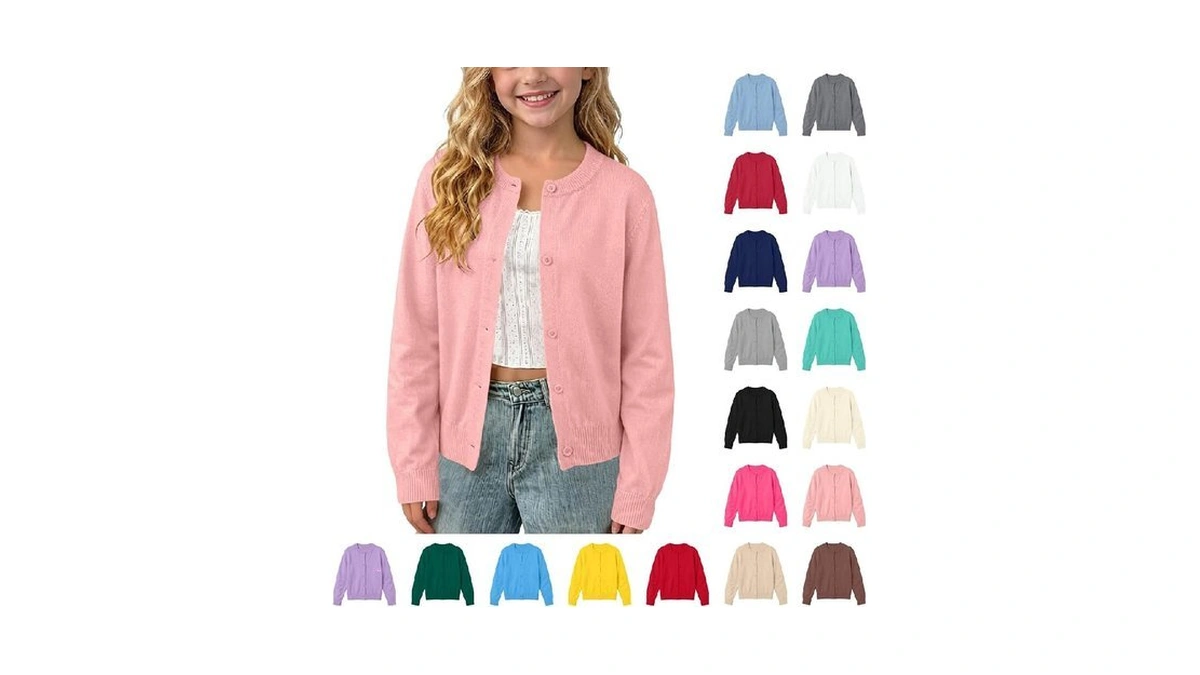 Girl Cardigan Button Down Knit Sweaters Fall Lightweight Outwear