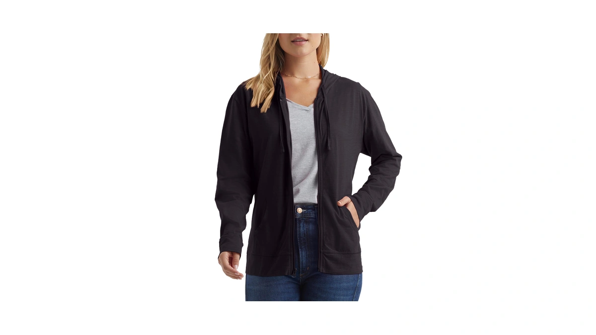 Hanes Womens Slub Knit Full-zip Hoodie, Textured Cotton Zip-up T-shirt