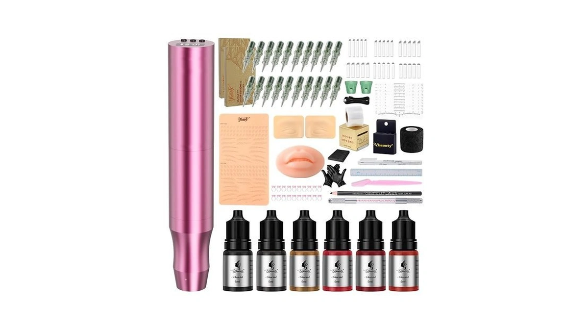 Ybeauty Microblading Tattoo Gun Kit, 1400mah Cordless Tattoo Pen &