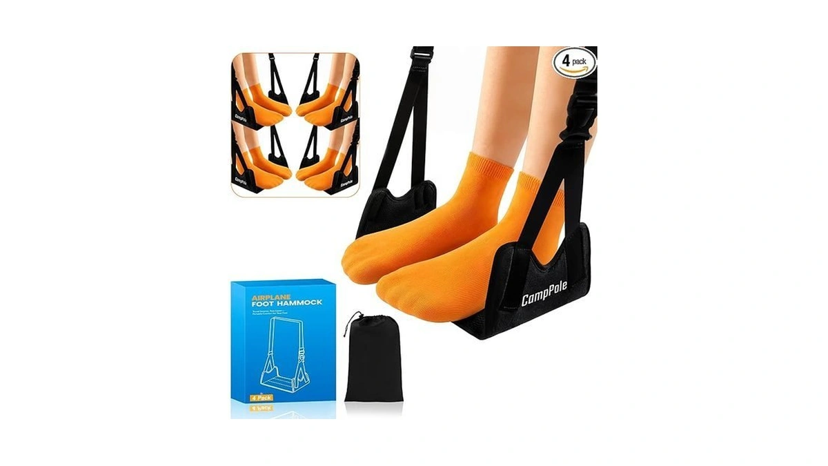 4 Pack Airplane Foot Hammock–leg Pressure Relief Footrest